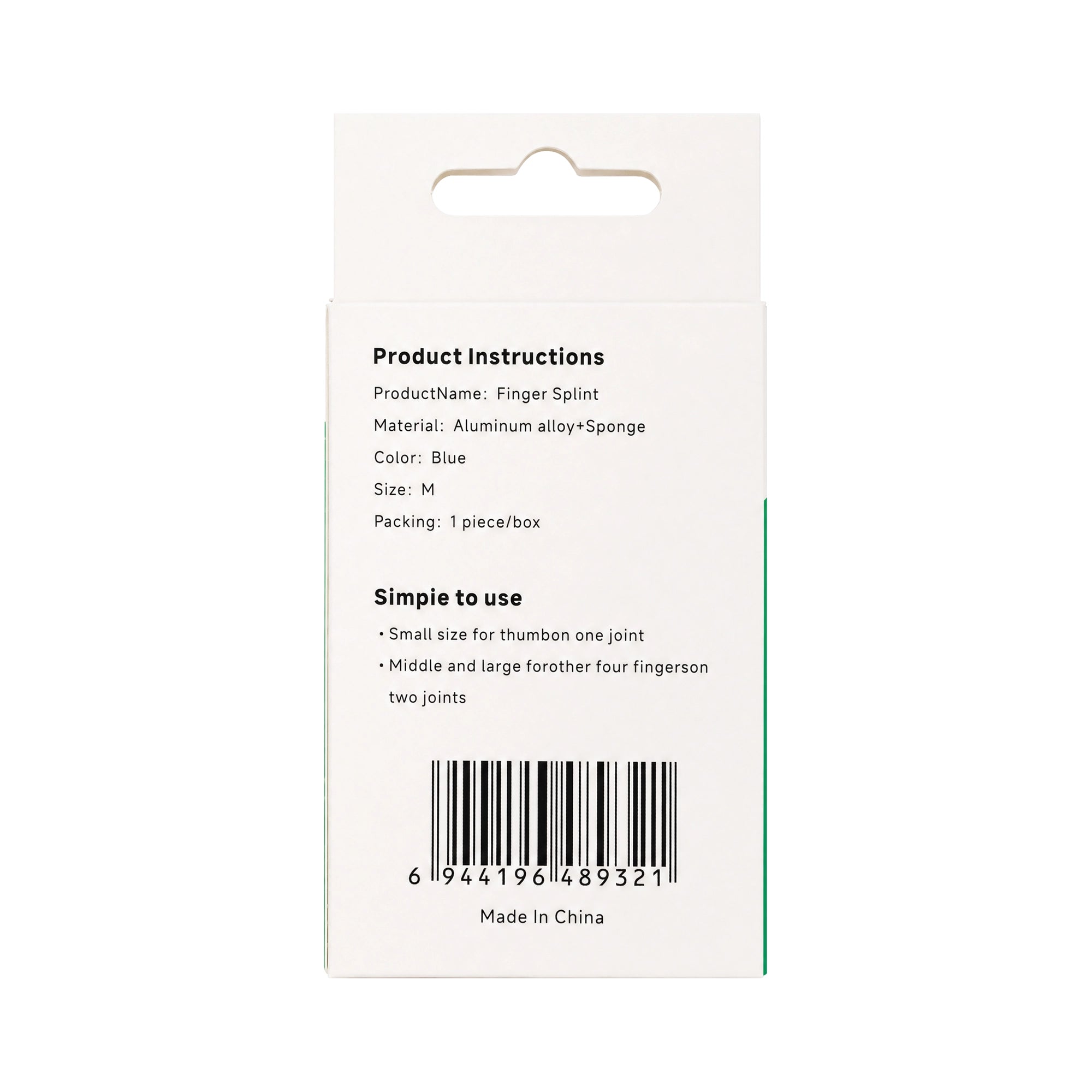 Black & Brown Finger Splint-Medium