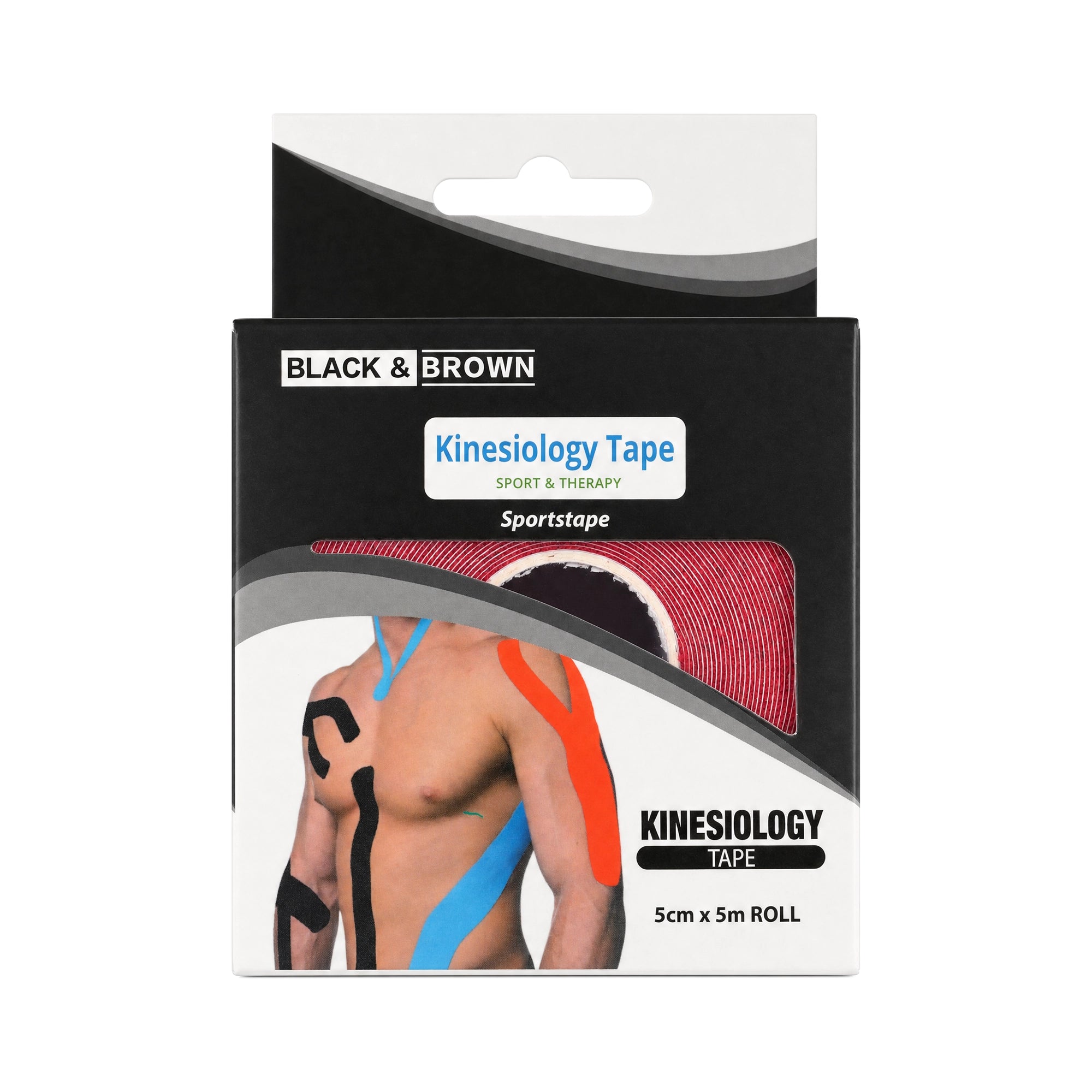 Black & Brown Kinesiology Tape 5cmX5m Roll-Red