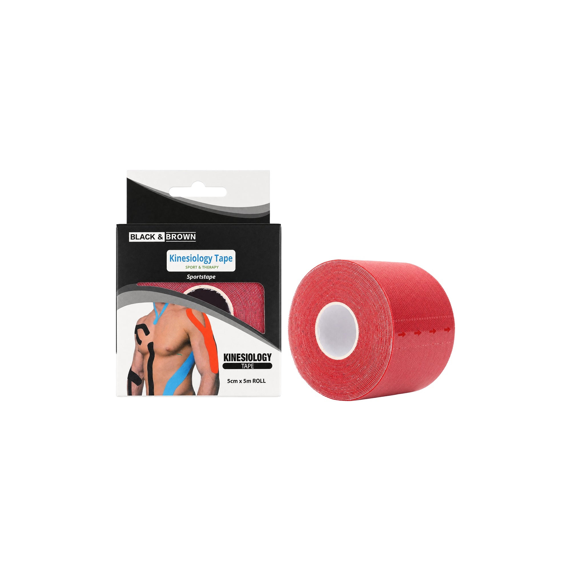 Black & Brown Kinesiology Tape 5cmX5m Roll-Red
