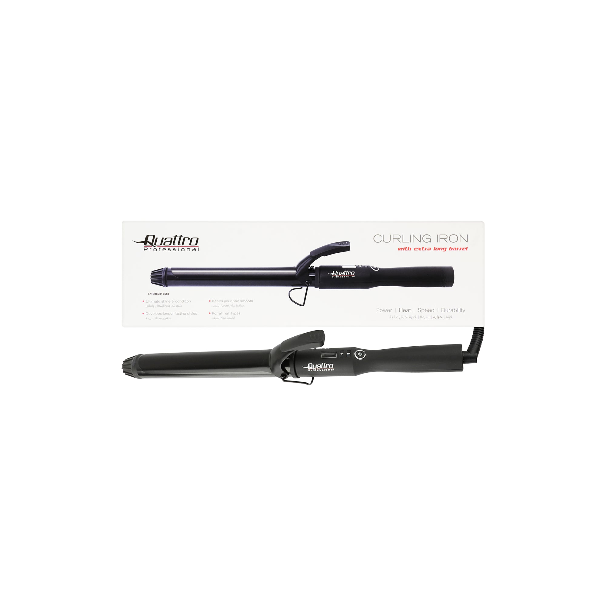 61689-Quattro Professional Long Barrel Curling Iron 32mm-8891 +2