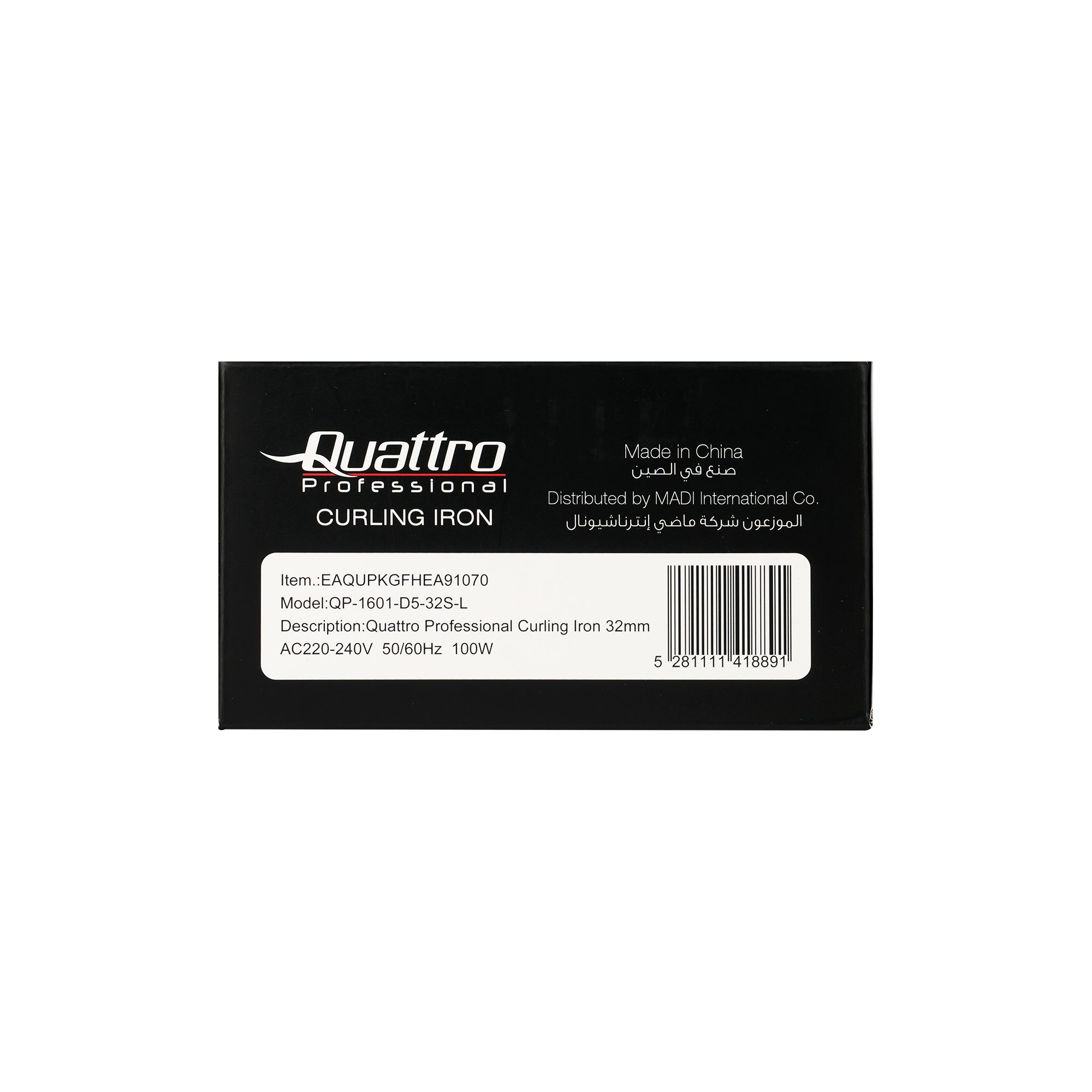 61689-Quattro Professional Long Barrel Curling Iron 32mm-8891 +7