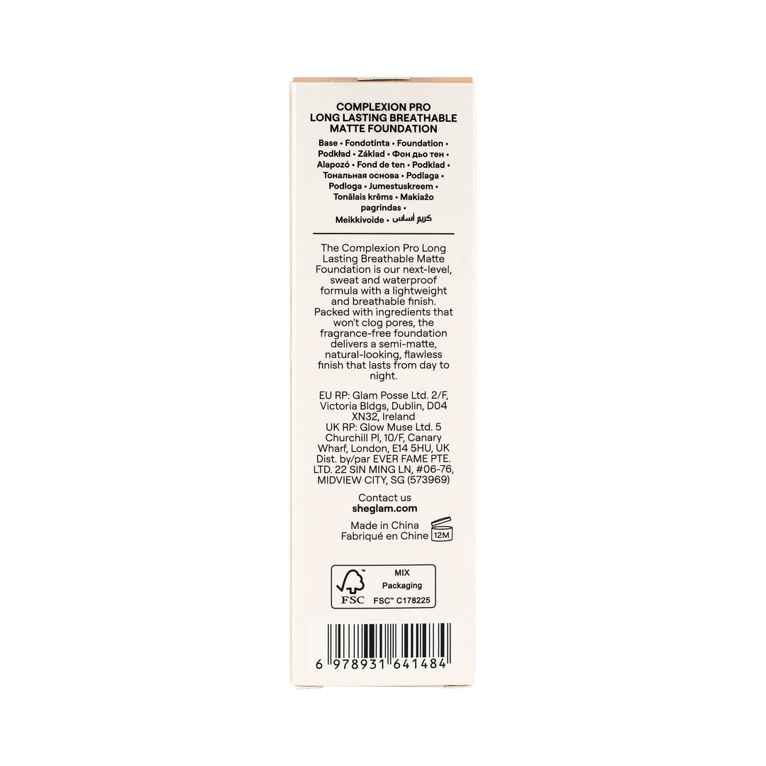 61712-Sheglam Complexion Pro Breathable Matte Foundation-Nude +3
