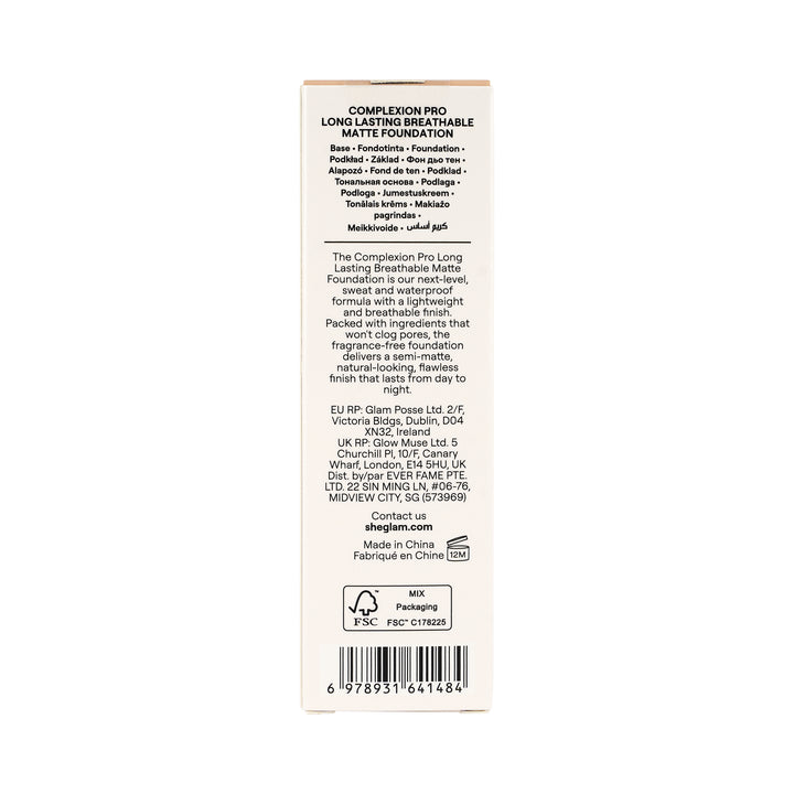 61712-Sheglam Complexion Pro Breathable Matte Foundation-Nude +3