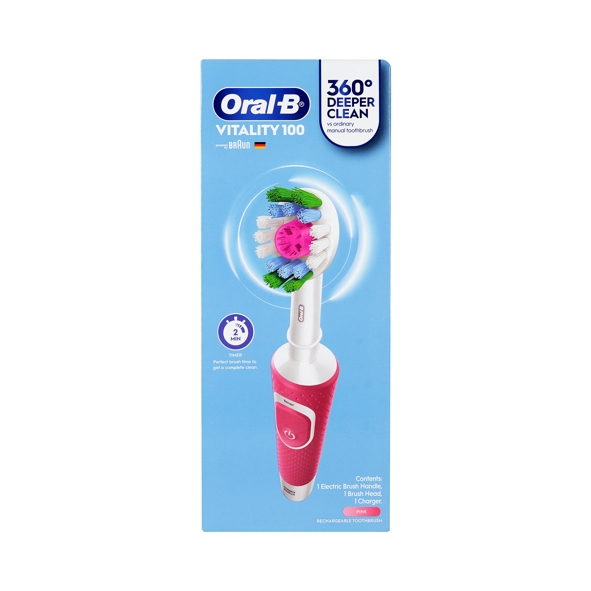61734-Oral-B Vitality Kids 3+ Rechargeable Toothbrush-Pink +2