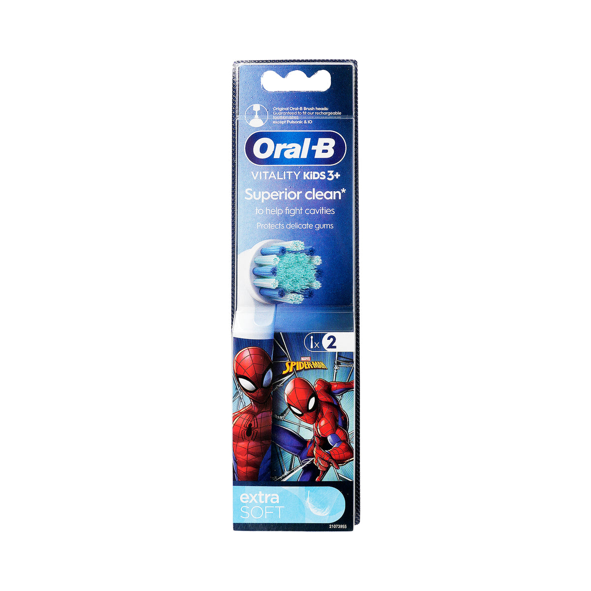61735-Oral-B VitalityKids 3+ Spider 2 Replacement Heads-Extra Soft +1