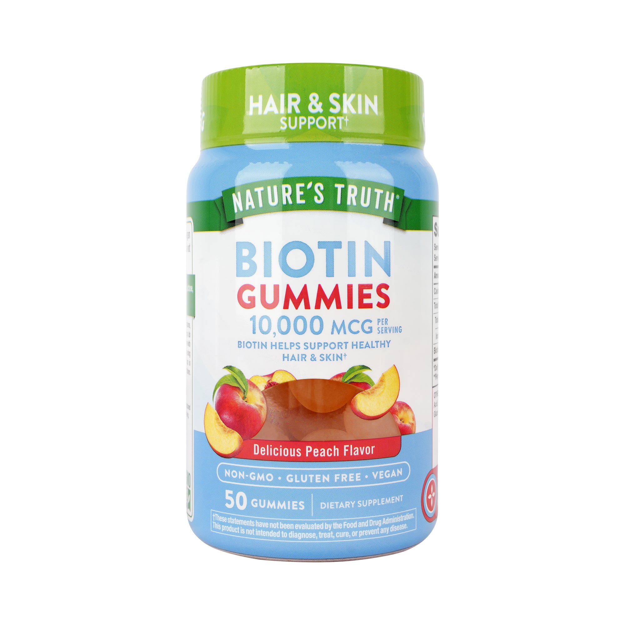 61755-Nature's Truth Biotin 10,000MCG 50 Gummies-Peach Flavor