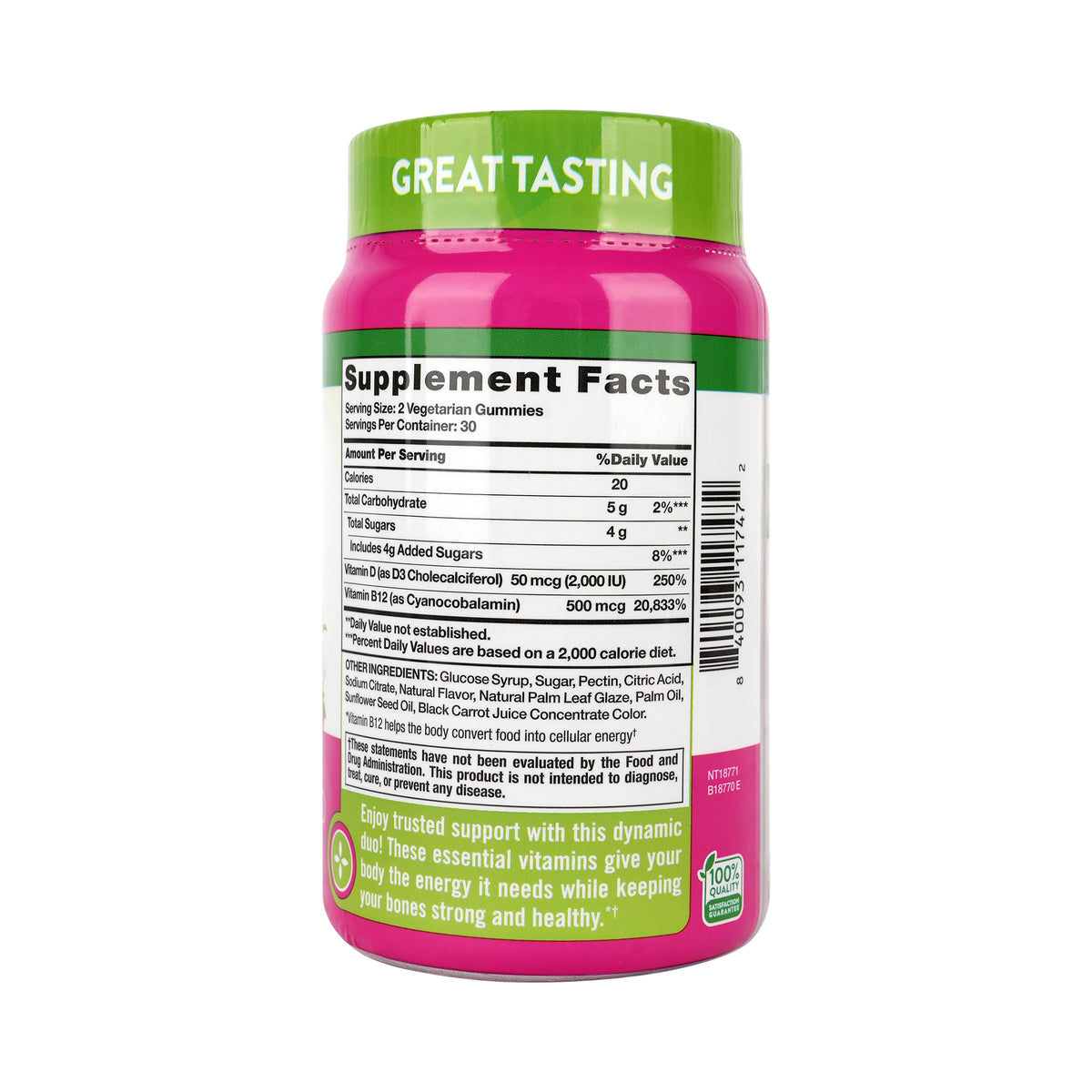 61756-Nature's Truth Essential D3+B12 60 Gummies-Strawberry Flavor +1