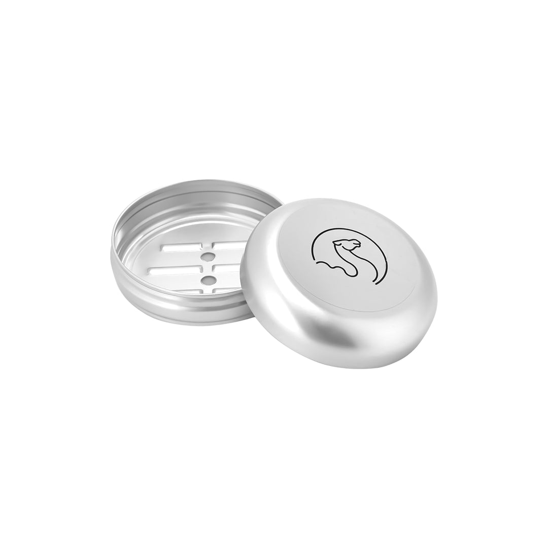 -Travel &amp; Storage Round Buddy Tin-Silver Colour +1