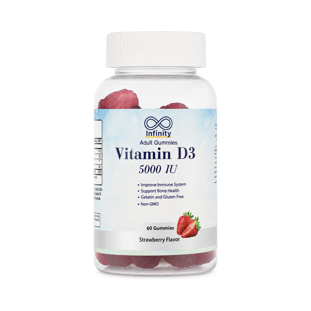 61825-Infinity Vitamin D3 5000IU 60 Gummies-Strawberry Flavor +0