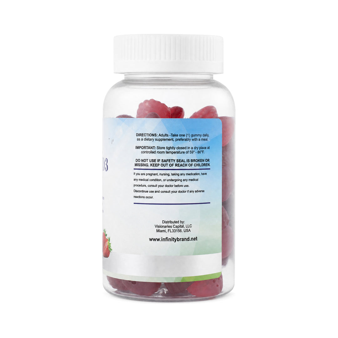 -Infinity Vitamin D3 5000IU 60 Gummies-Strawberry Flavor +2