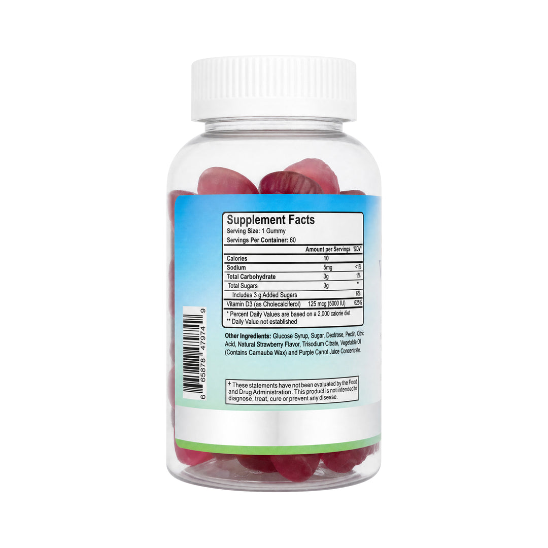 -Infinity Vitamin D3 5000IU 60 Gummies-Strawberry Flavor +1