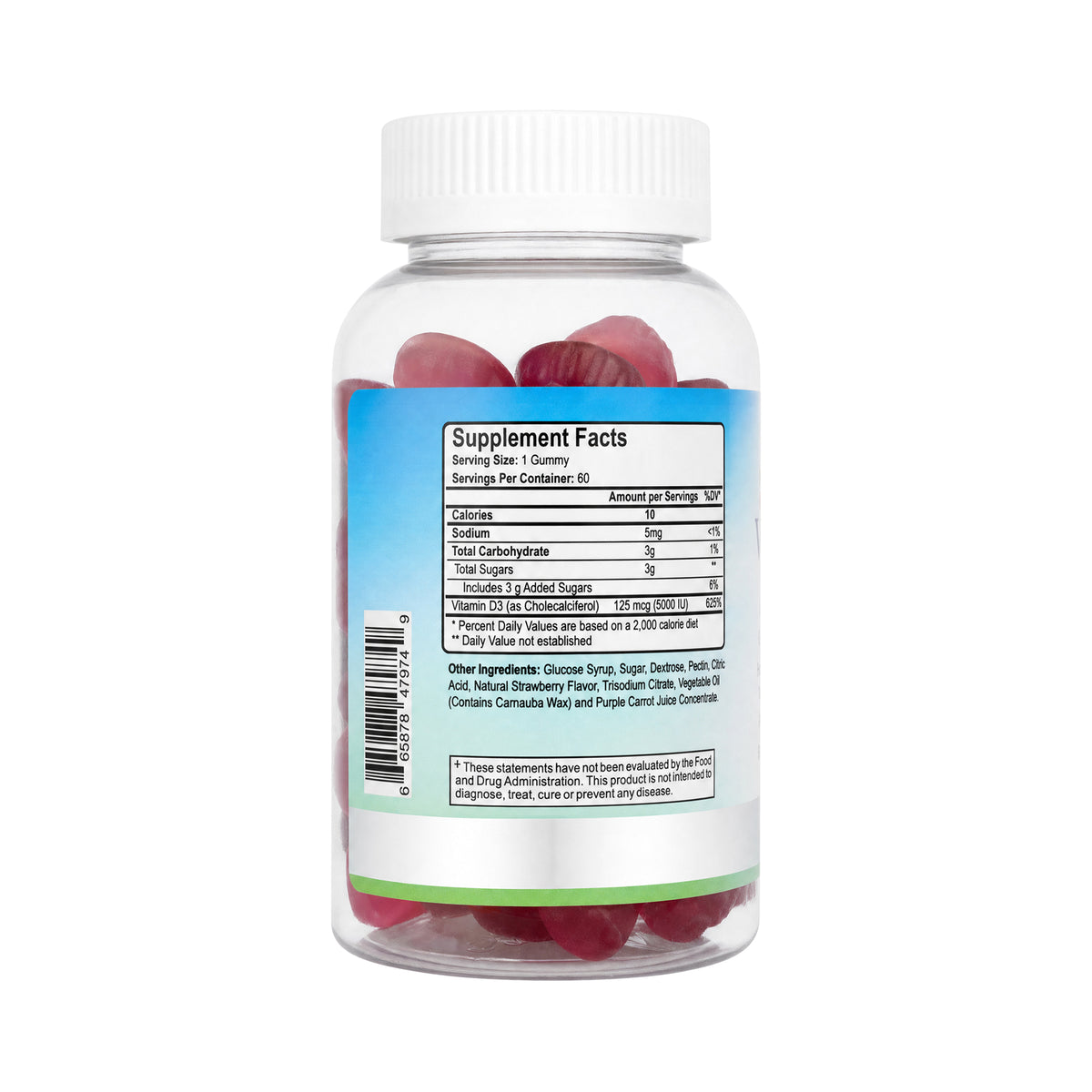 -Infinity Vitamin D3 5000IU 60 Gummies-Strawberry Flavor +1