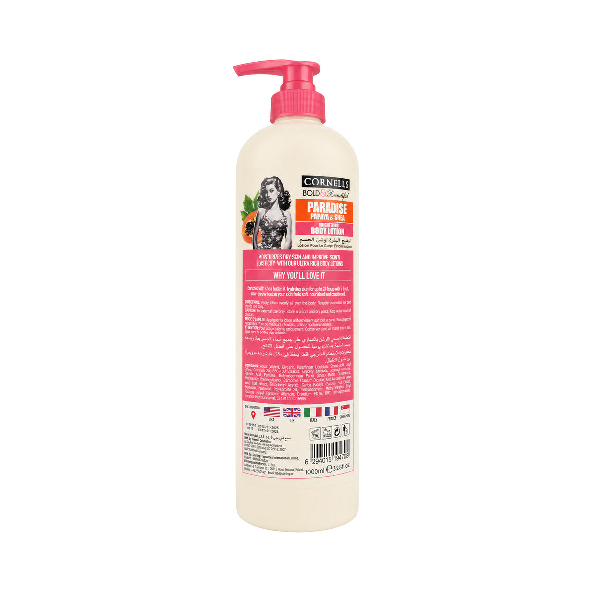 -Cornells B.B Paradise Papaya& Shea Brightening Lotion 1000ml +1