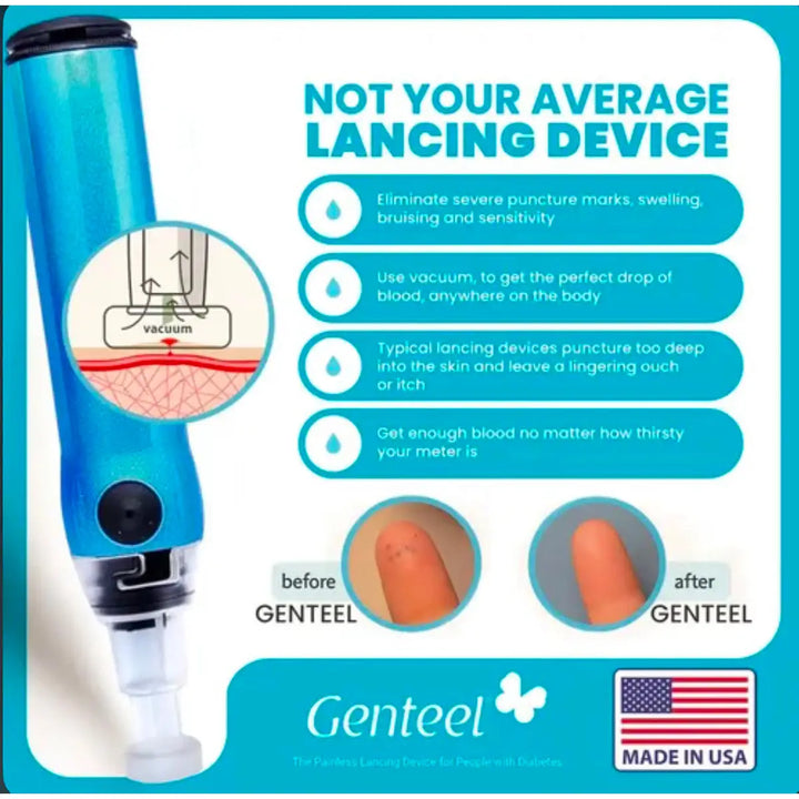 87004-Genteel Pain-Free Vacuum Lancing Device for Diabetes Testing +1