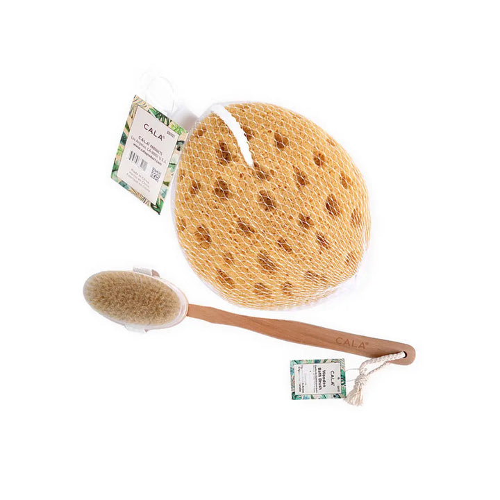 97083-Cala Bath Sponge + Bath Brush Set
