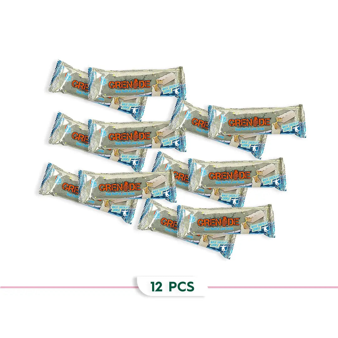 97991-Grenade Protein Bar 12*60g – White Chocolate Cookie +1