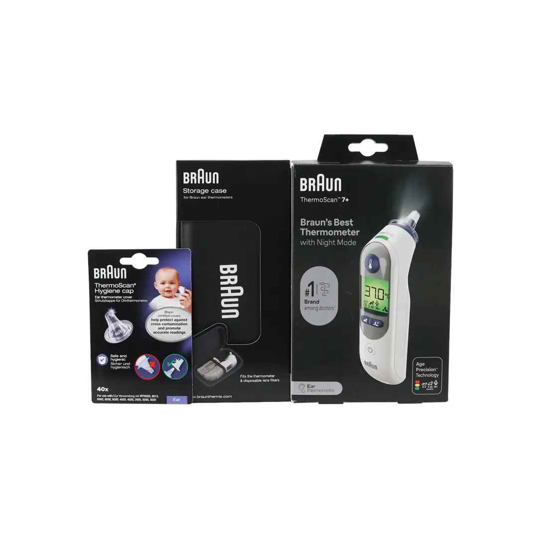 97029-Braun Thermoscan 7+ Age Precision Ear & Cover Caps + Storage Case Set