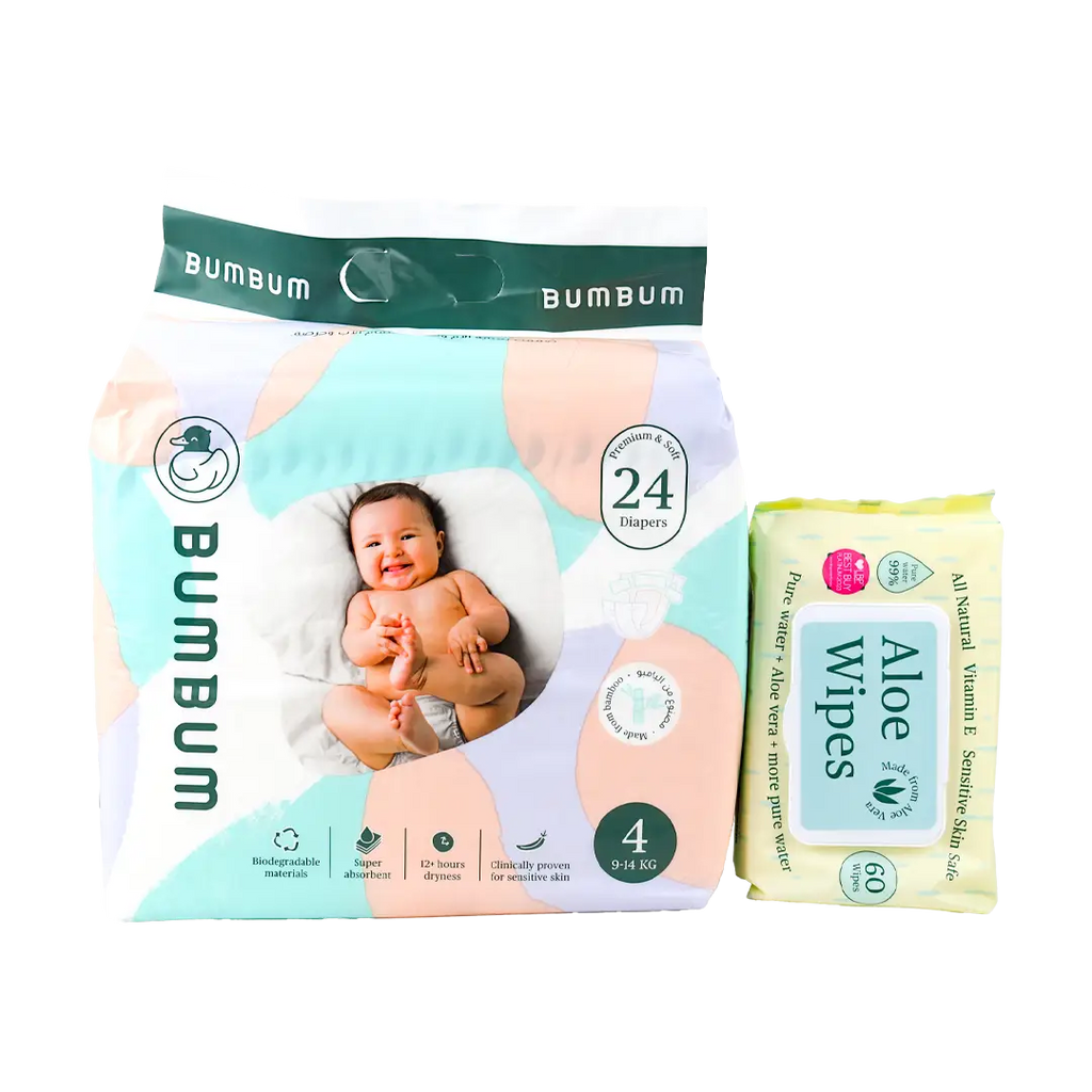 Bumbum Diapers Size 4 + Baby Wipes Set