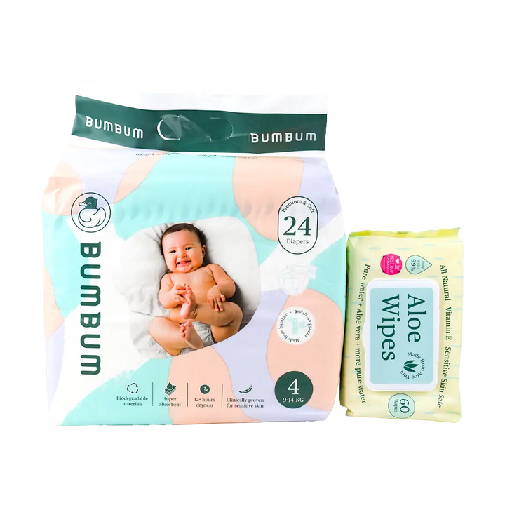 97549-Bumbum Diapers Size 4 + Baby Wipes Set