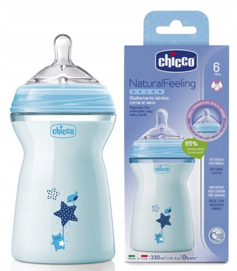 CHICCO NATURAL FEELING 6M+ BLUE COLOR 330ML-5026