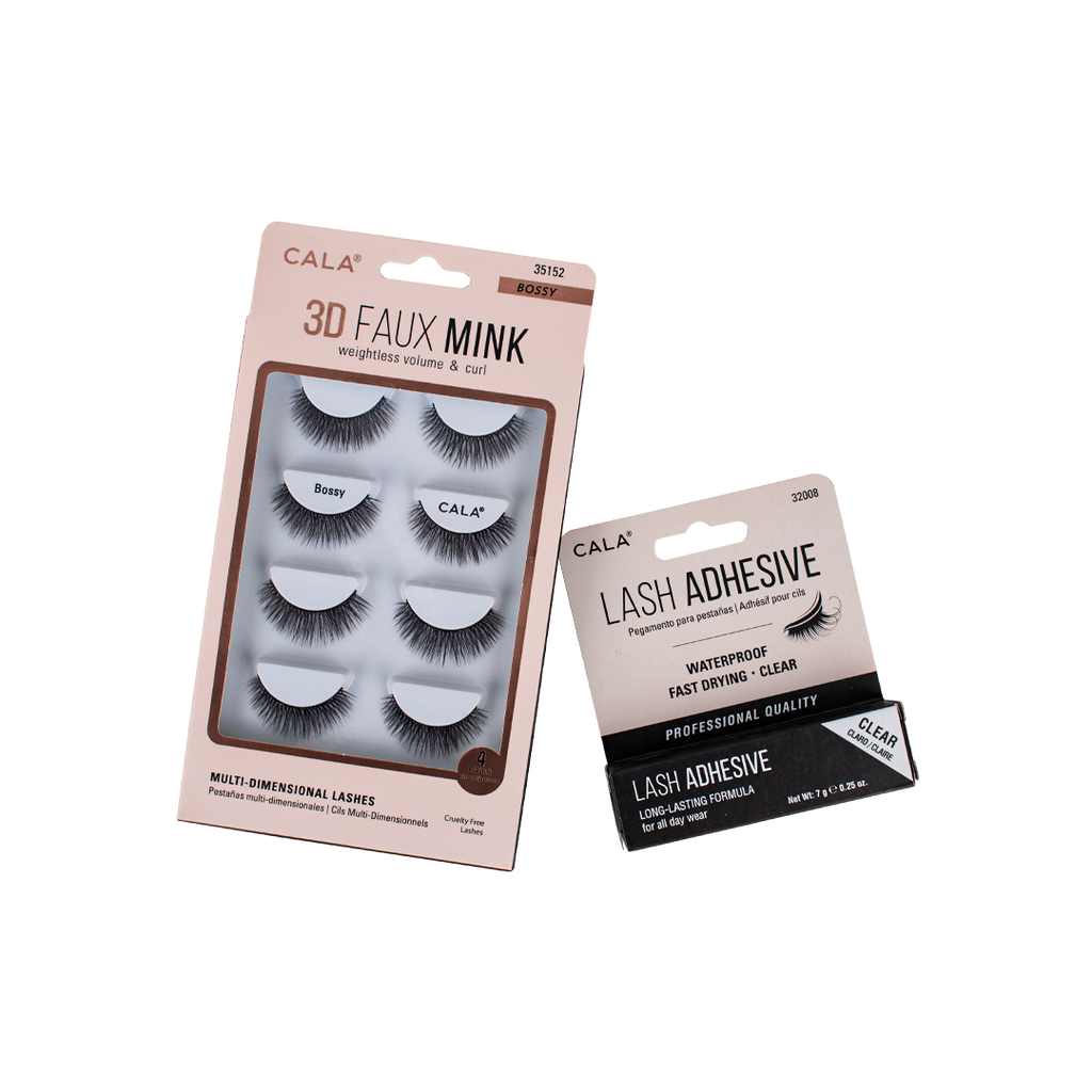 Cala Eye Lash Faux Mink Bossy + Adhesive Set