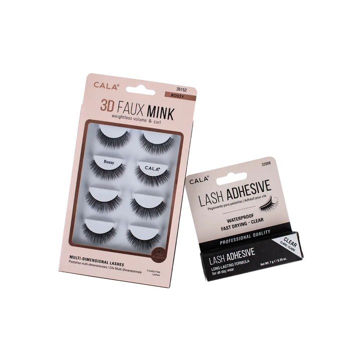 97085-Cala Eye Lash Faux Mink Bossy + Adhesive Set