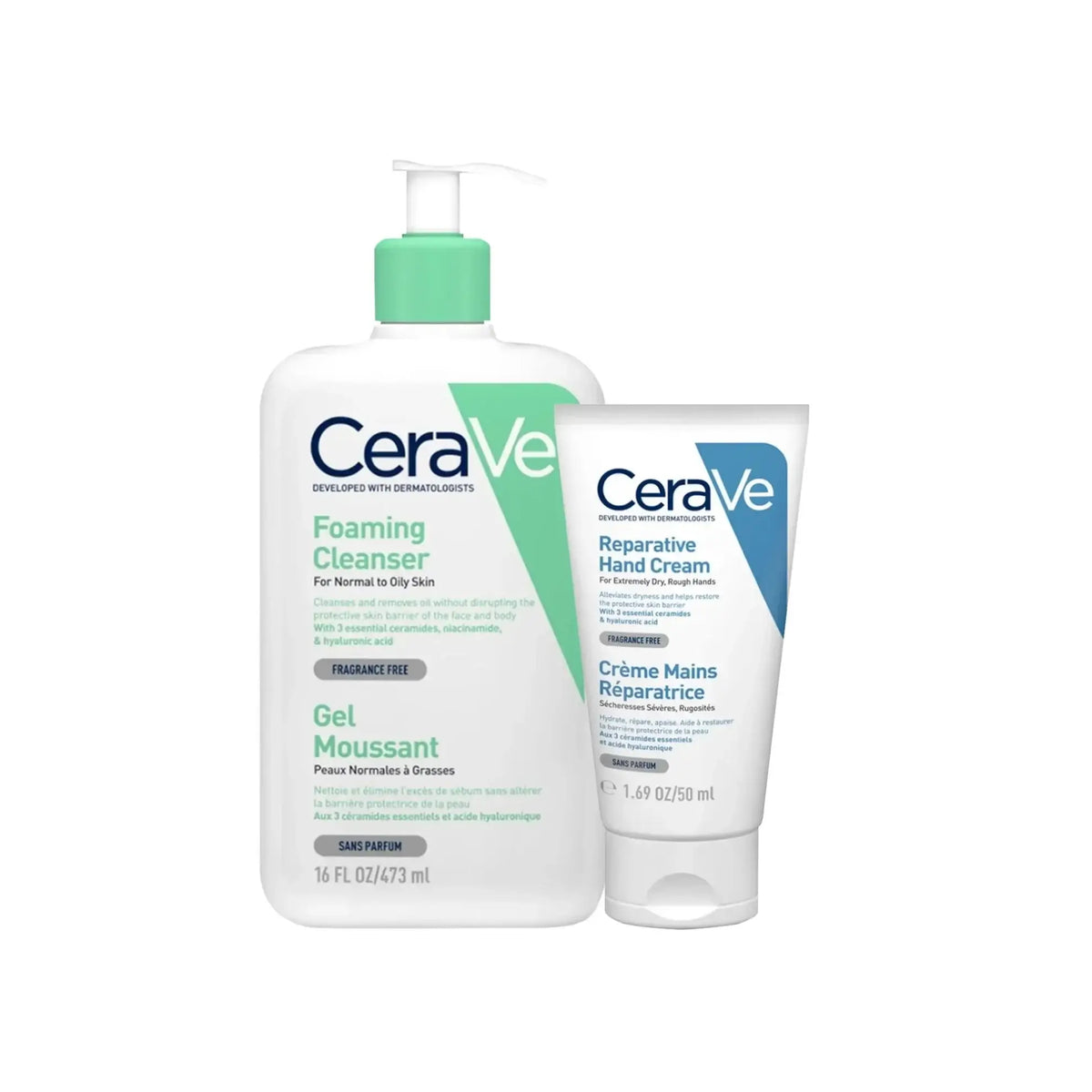 52505-Cerave Foaming Cleanser Gel Moussant 473ml+Hand Cream50mFree