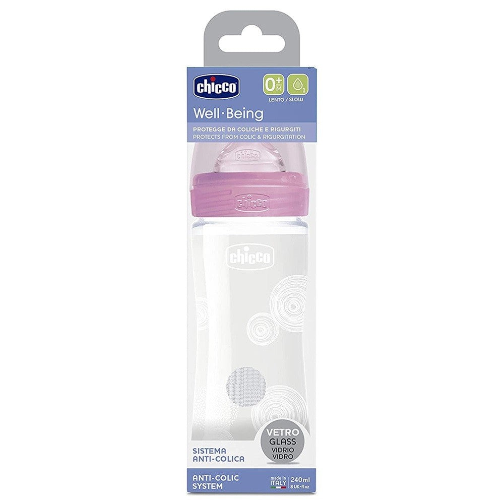 Chicco Well-Being Glass Bottle Girl 240ml (0M+)-9935