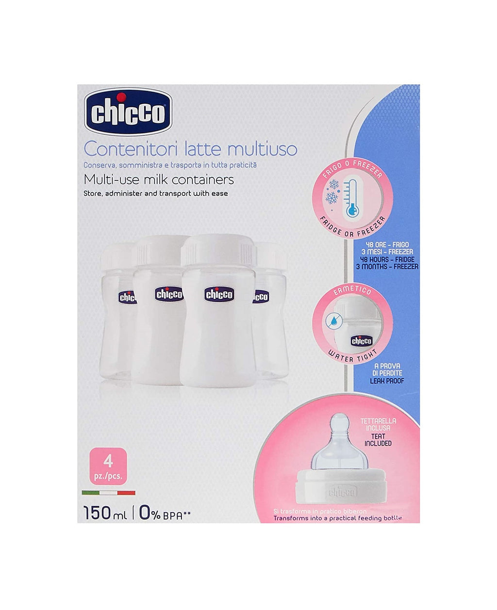 Chicco Multi-Use Milk containers 150ML 4pcs-6988