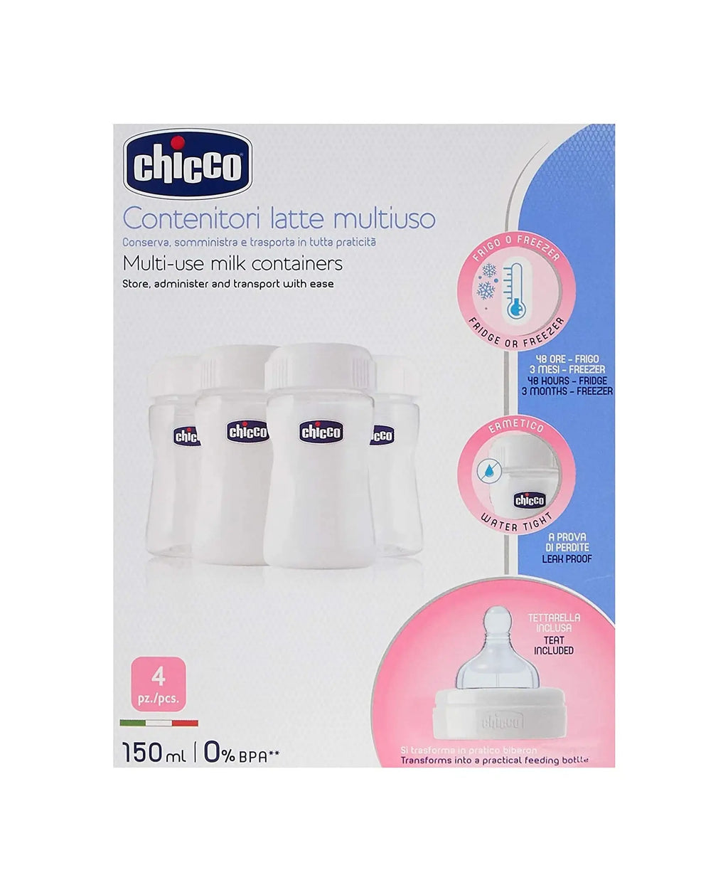 Chicco Multi-Use Milk containers 150ml 4Pcs-6988