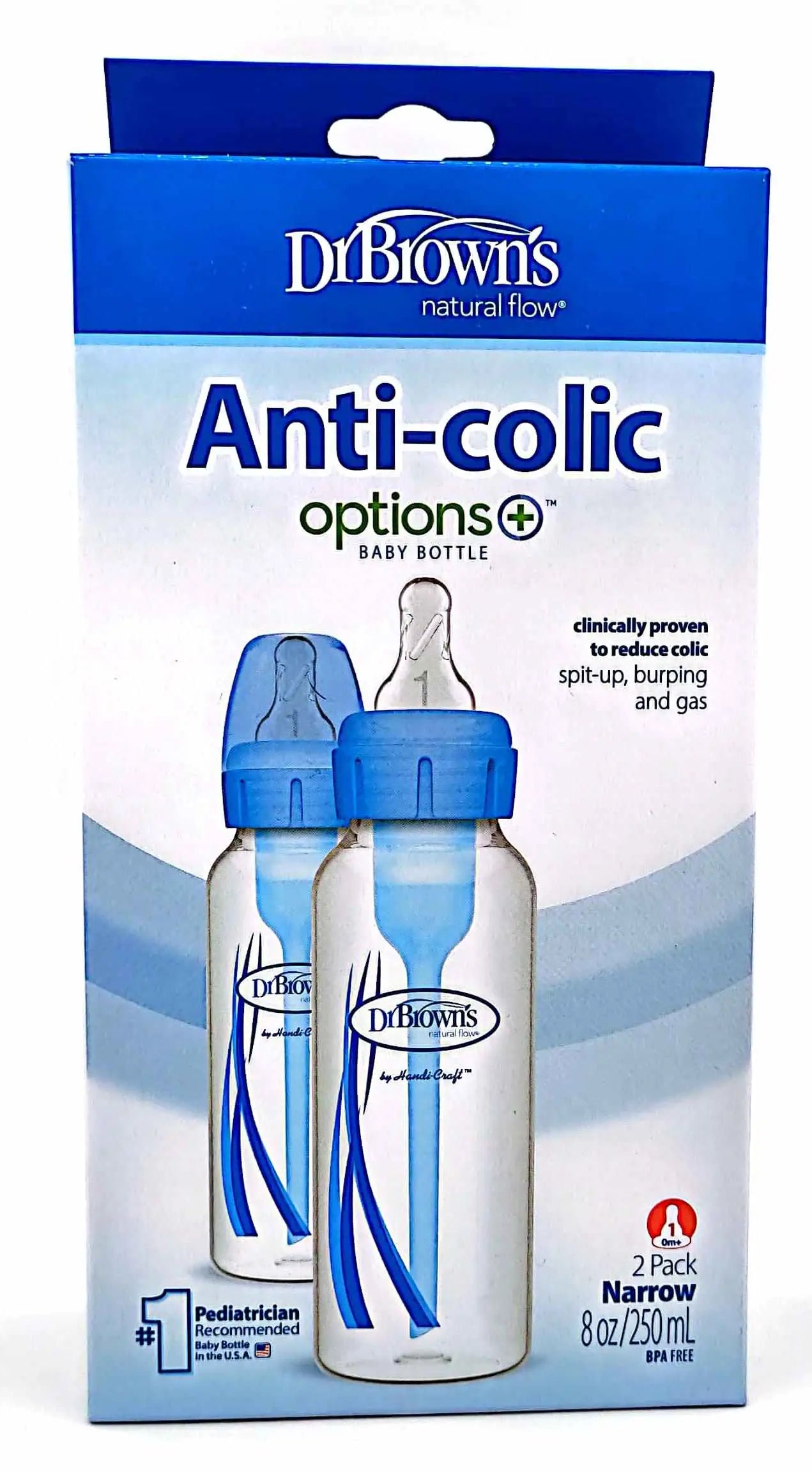 Dr Browns Anti-Colic Baby Bottle(0m+)Blue 2x250ml-6376