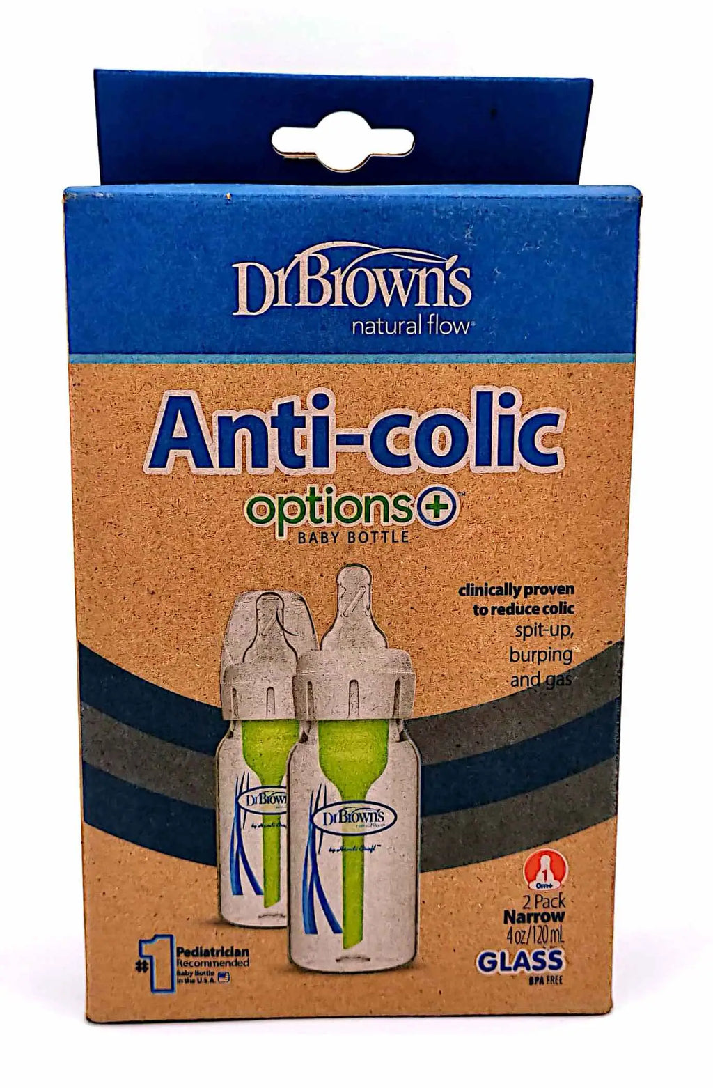 Dr Browns Anti-Colic Baby Glass Bottle(0m+)2x120ml-1331
