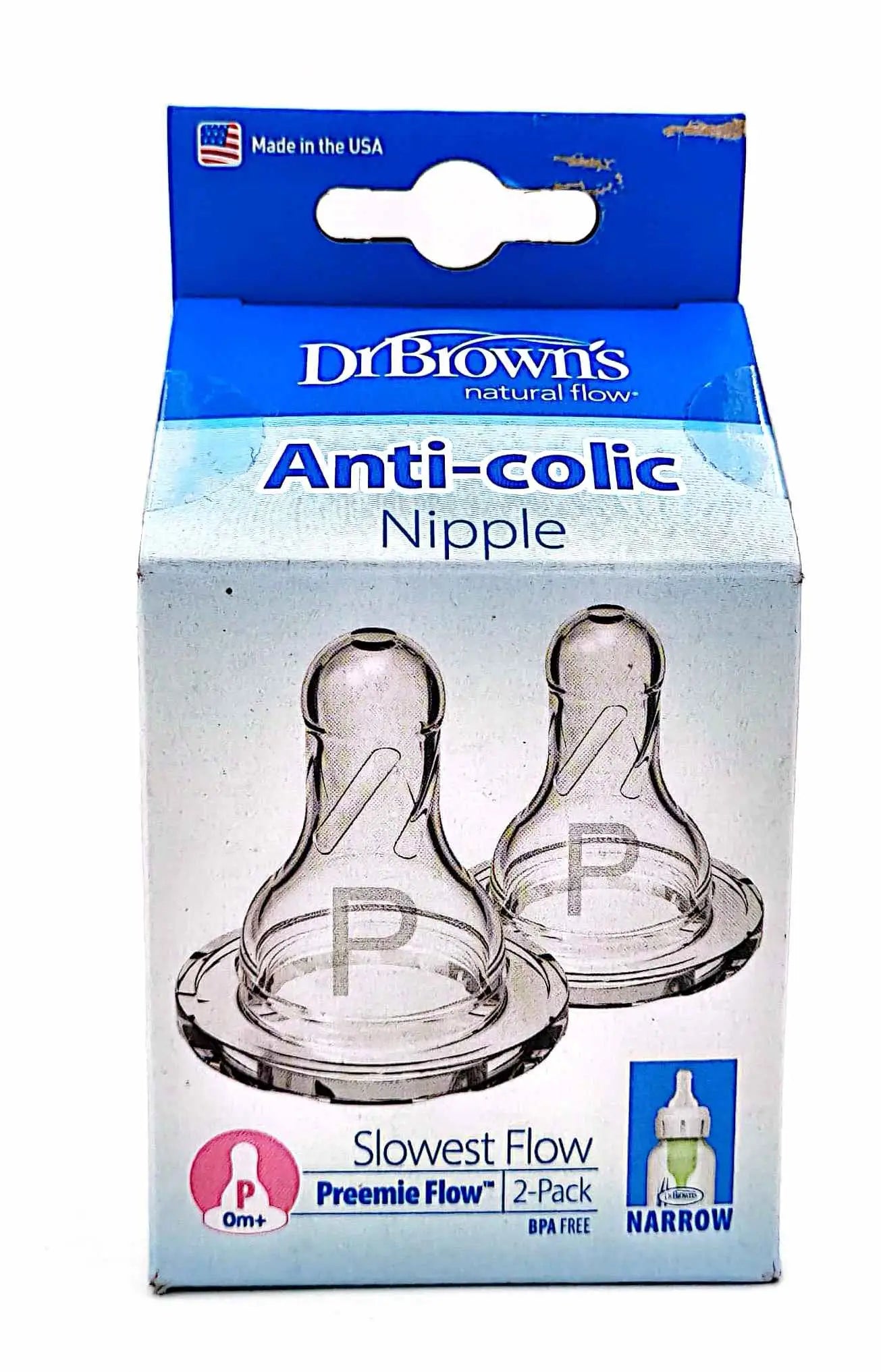 Dr Browns Anti-Colic Slowest Flow 2 Nipples (0m + )-4860