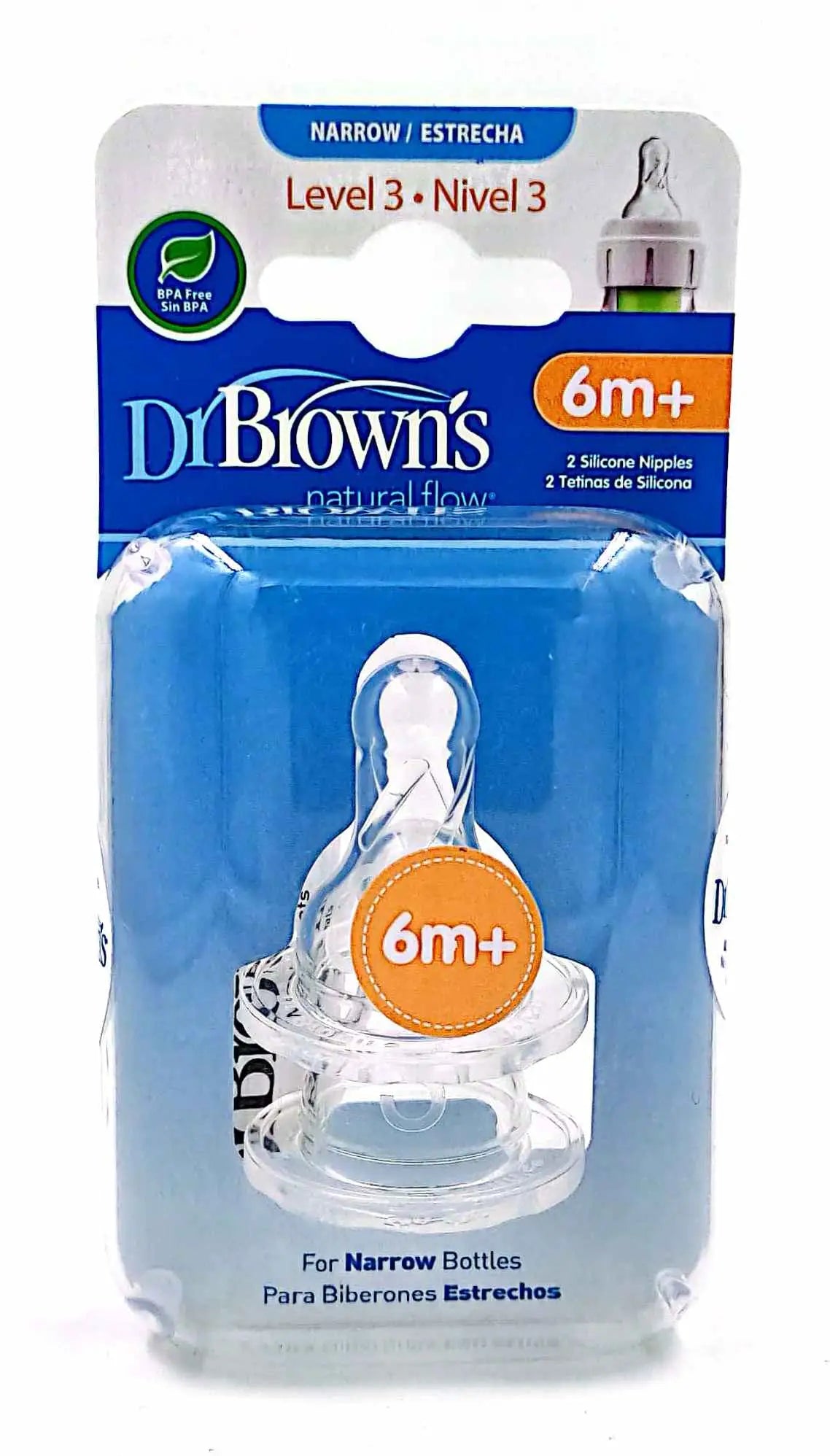 Dr Browns Natural Flow 2 Silicone Nipples(6m + )-4891