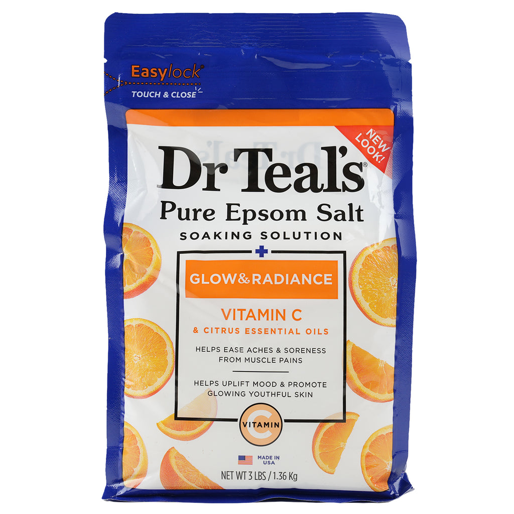 Dr Teals Pure Epsom Salt Soaking Solution 1.36Kg - Vitamin C