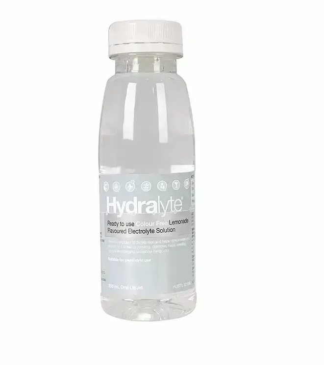 HYDRALYTE ELECTROLYTE COLOUR FREE LEMON 250ML