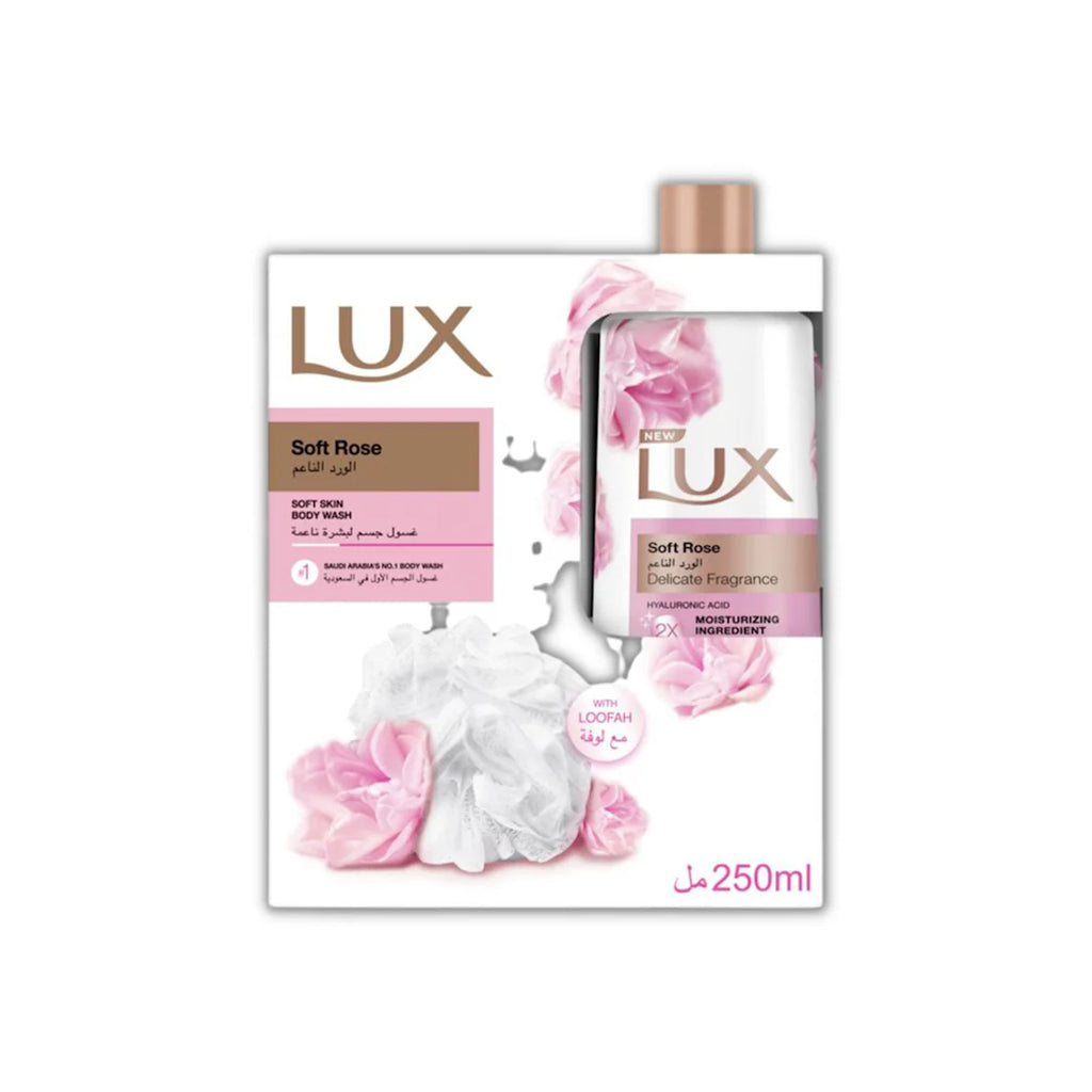 Lux Soft Rose Body Wash+Loofa 250ml