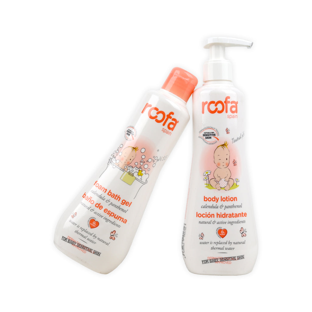 Roofa Calendula & Panthenol Body Lotion + Bath Gel Set