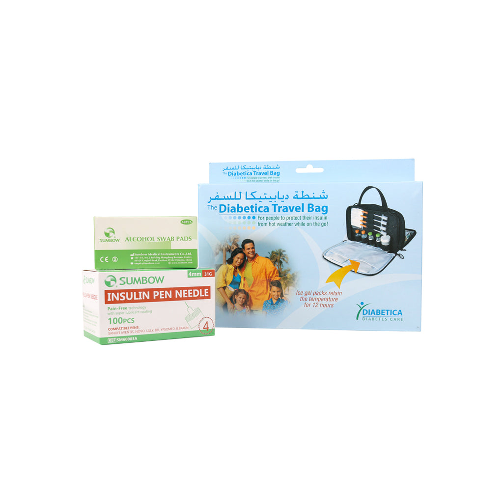 Insulin Cooling bag + Needles + Alcohol Swabs Set