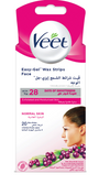 VEET EASY-GEL FACE 20 WAX STRIPS - NORMAL SKIN