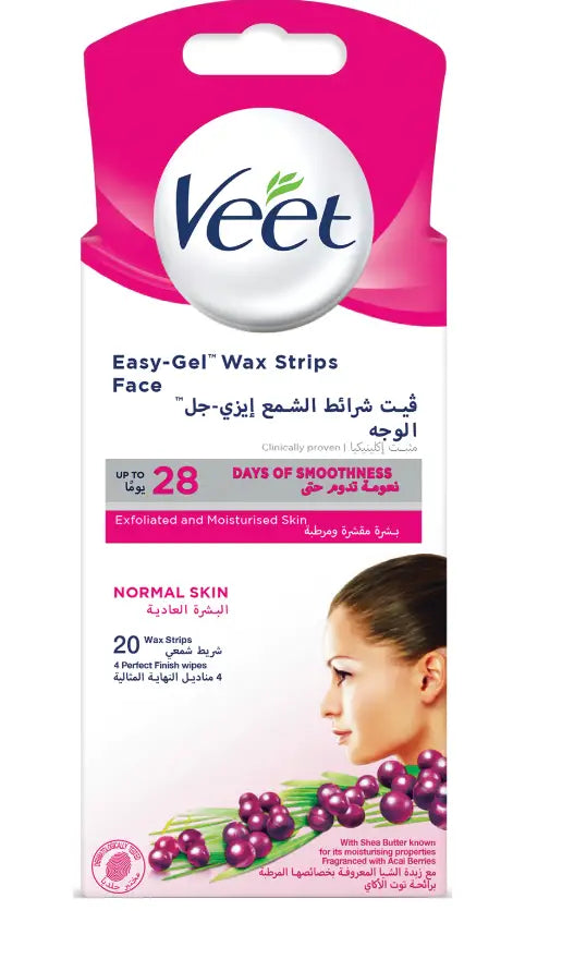 50549-Veet Easy-Gel Face 20 Wax Strips - Normal Skin