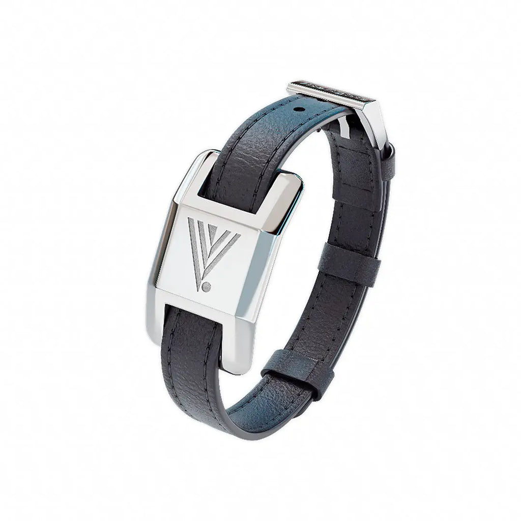 Visponder Silver with Black Leather Strap -Brain