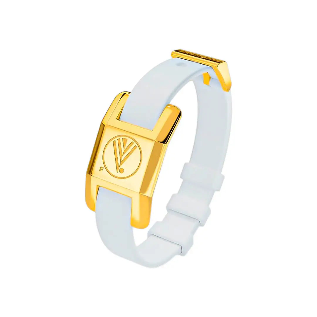 85016-Visponder Gold with White Silicon Strap -Flexibility