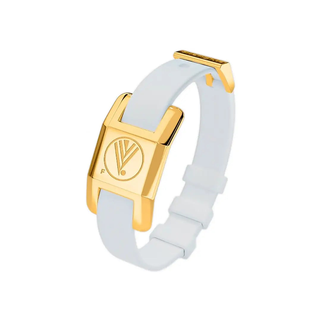85006-Visponder Gold with White Silicon Strap - Sport