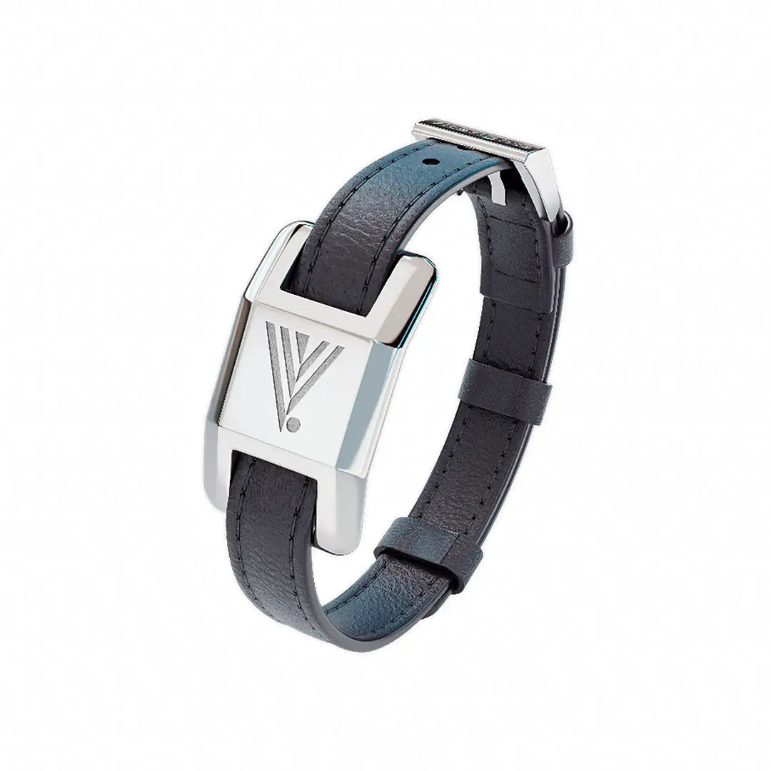 85002-Visponder Silver with Black Leather Strap -Flexibility