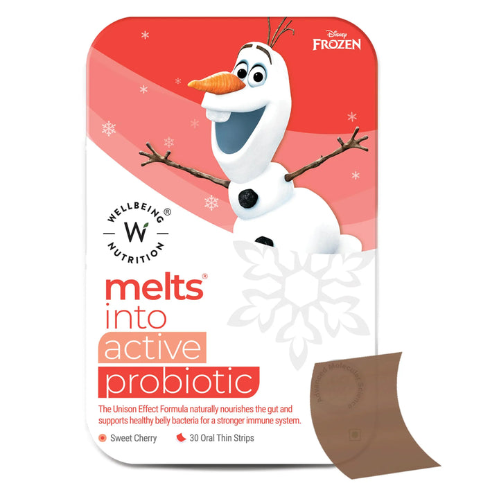 55046-Wellbeing Melts Into Kids Active Probiotic 30 Strips +3