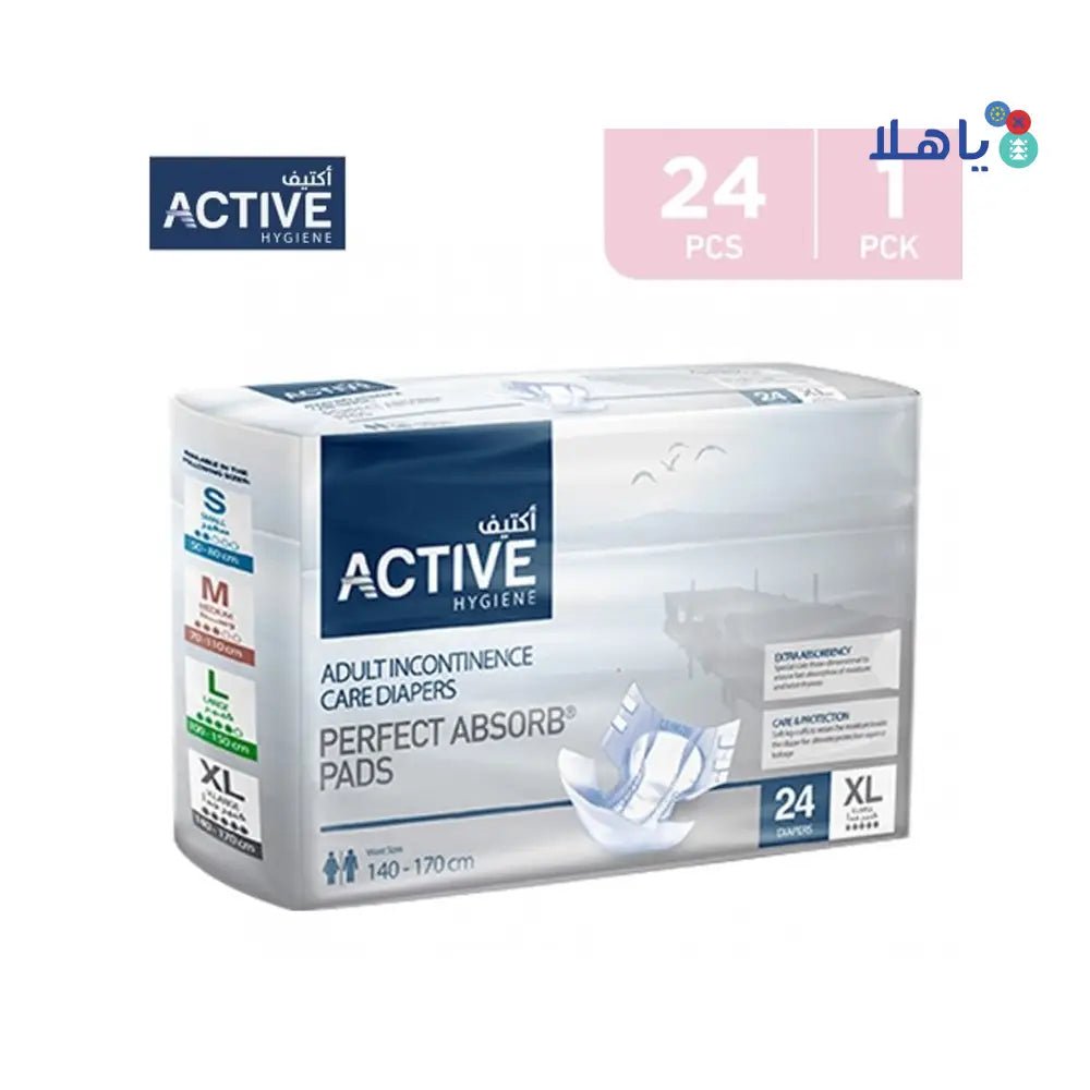 ACTIVE - Active Hygiene Diapers 140 - 170cm 24Pcs - XL - Pharmazone - 