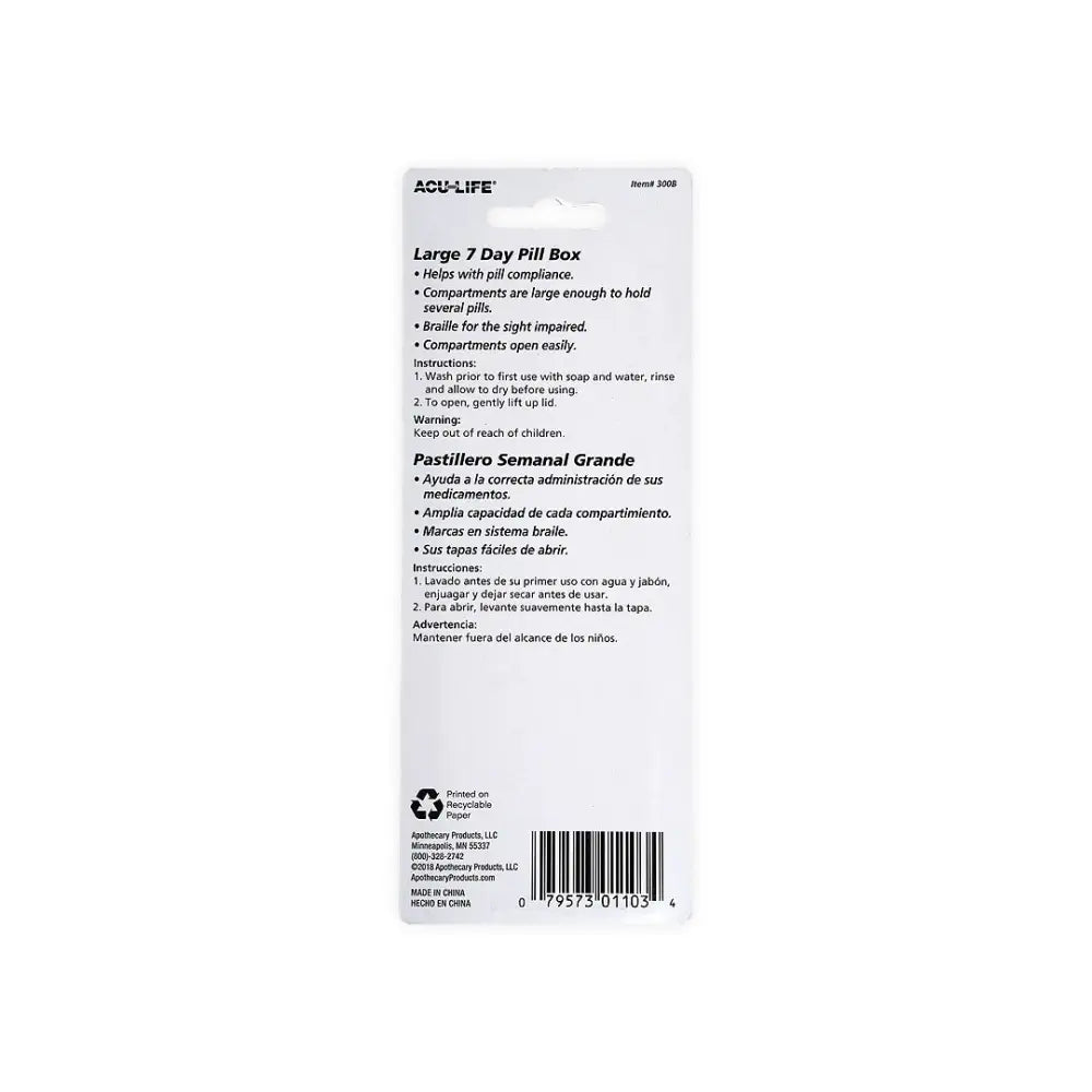 Acu-Life Pill Reminder 7 Day Large-300B