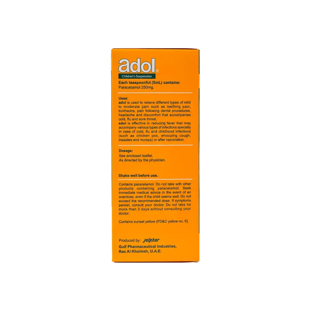 JULPHAR - Adol 250Mg Suspension 100 Ml - Pharmazone - 