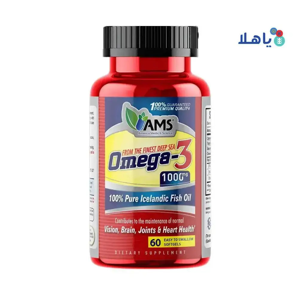 AMS - Ams Omega - 3 1000Mg 60 Soft Gels - Pharmazone - 